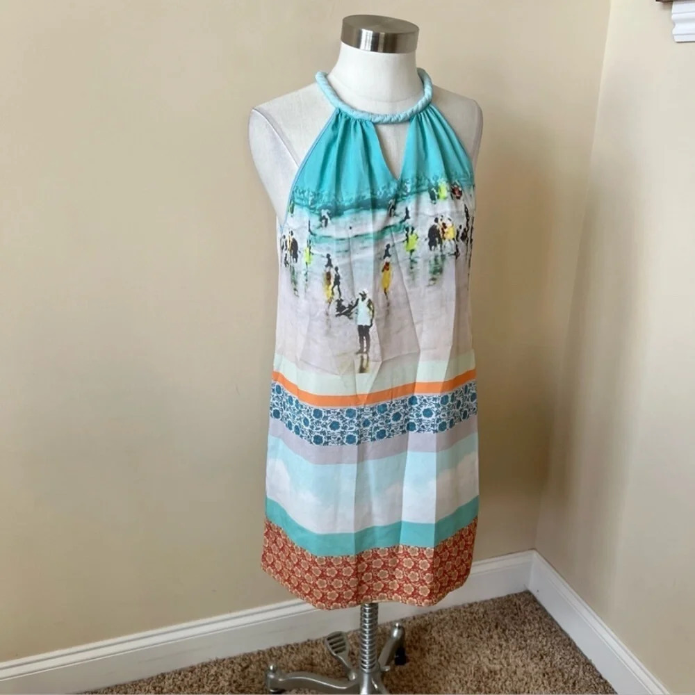 Anthropologie Dream Daily inkjet beach print halter dress 567 - Picture 4 of 9